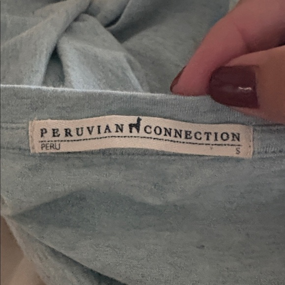 Peruvian Connection Malibu Short Sleeve Cotton T-Shirt Midi Dress Seafoam-S - Picture 4 of 4